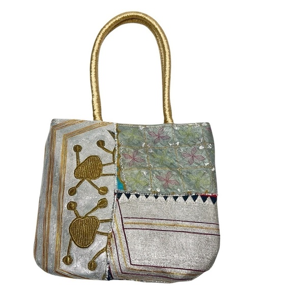 MERKABA TRADING CO. Small Artsy Metallic Shimmer Boho Shoulder Bag Handbag Purse - Picture 1 of 16